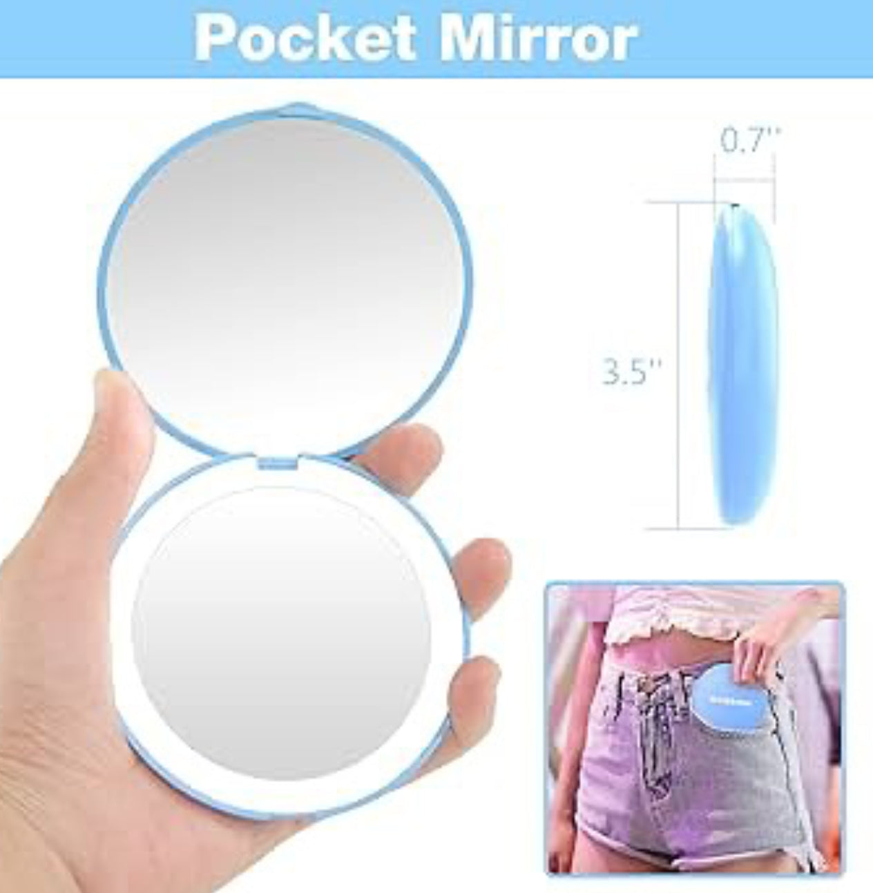 compact mirror with led light